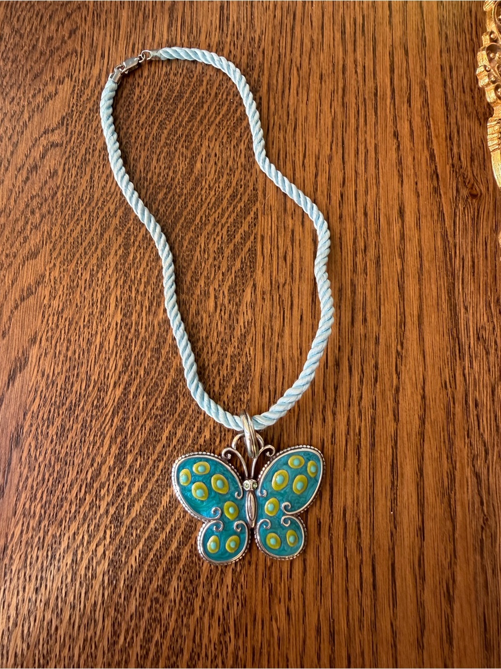 Chico's Reversible Teal Enamel & Silvertone Butterfly Statement Necklace